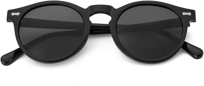 Vintage Polarized Sunglasses for Men round Sunglasses UV400 Protection Retro Hand - Crafted Acetate Frame - WORLD TIME VISITS