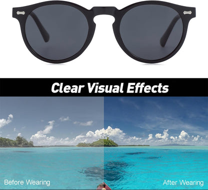 Vintage Polarized Sunglasses for Men round Sunglasses UV400 Protection Retro Hand-Crafted Acetate Frame