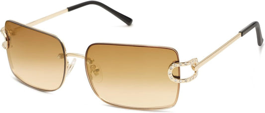 Vintage Rectangle Sunglasses for Women,Trendy Rimless 90S UV400 Womens Y2K Shades SJ1178 - WORLD TIME VISITS