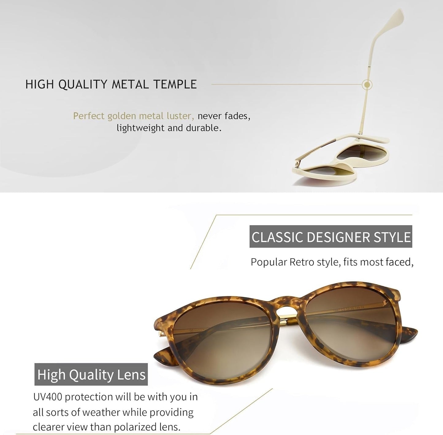 Vintage round Sunglasses for Women Men Classic Retro Designer Style - WORLD TIME VISITS