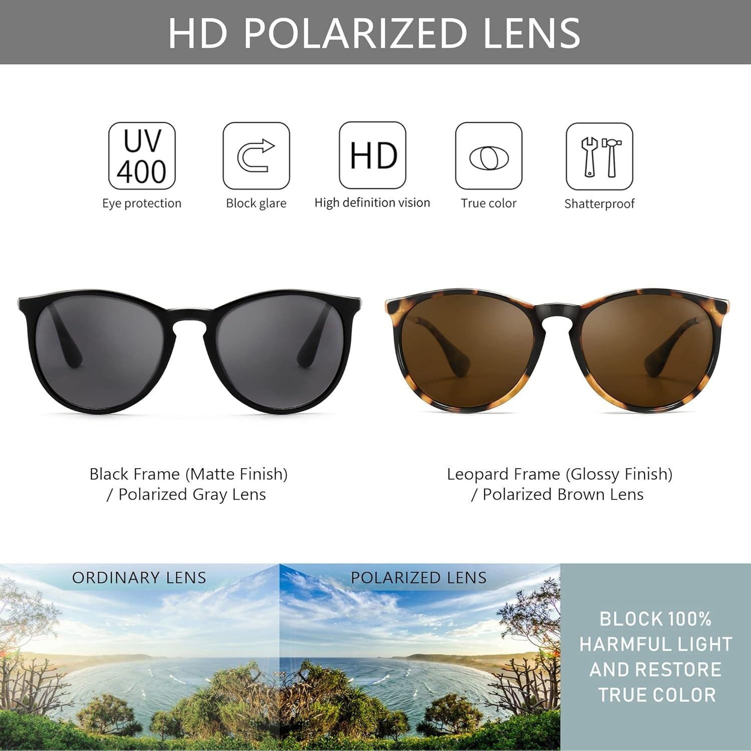Vintage round Sunglasses for Women Men Classic Retro Designer Style - WORLD TIME VISITS