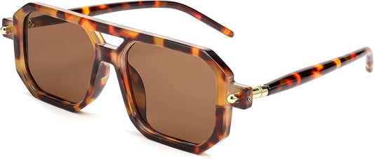 Vintage Square 70S Flat Aviator Sunglasses Women Men Classic Retro Stylish Frame UV400 Sunglasses B2622 - WORLD TIME VISITS