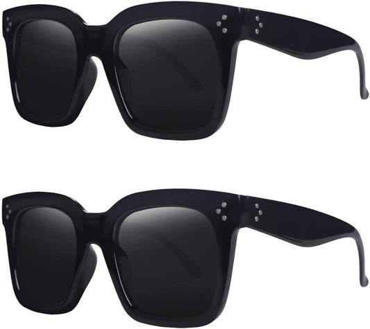 Vintage Women Oversized Sunglasses Designer Luxury Square Sun Glasses UV400 Protection Flat Lens - WORLD TIME VISITS