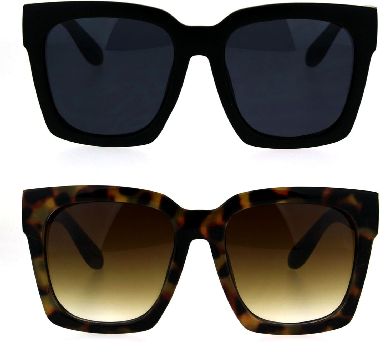 Womens Boyfriend Style XXL Oversize Horned Rim Thick Plastic Sunglasses - WORLD TIME VISITS