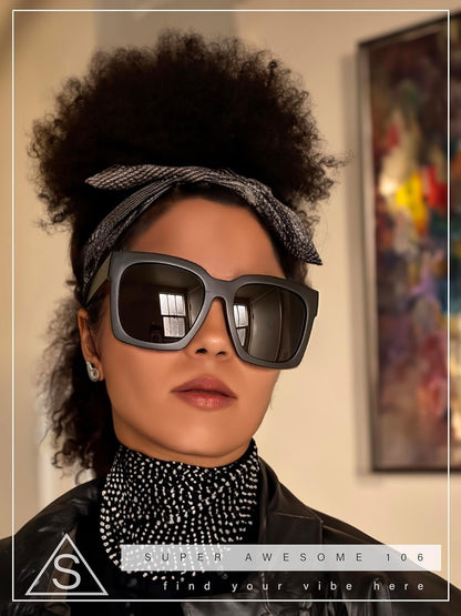 Womens Boyfriend Style XXL Oversize Horned Rim Thick Plastic Sunglasses - WORLD TIME VISITS