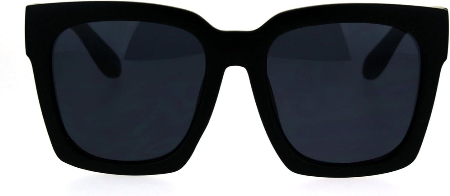 Womens Boyfriend Style XXL Oversize Horned Rim Thick Plastic Sunglasses